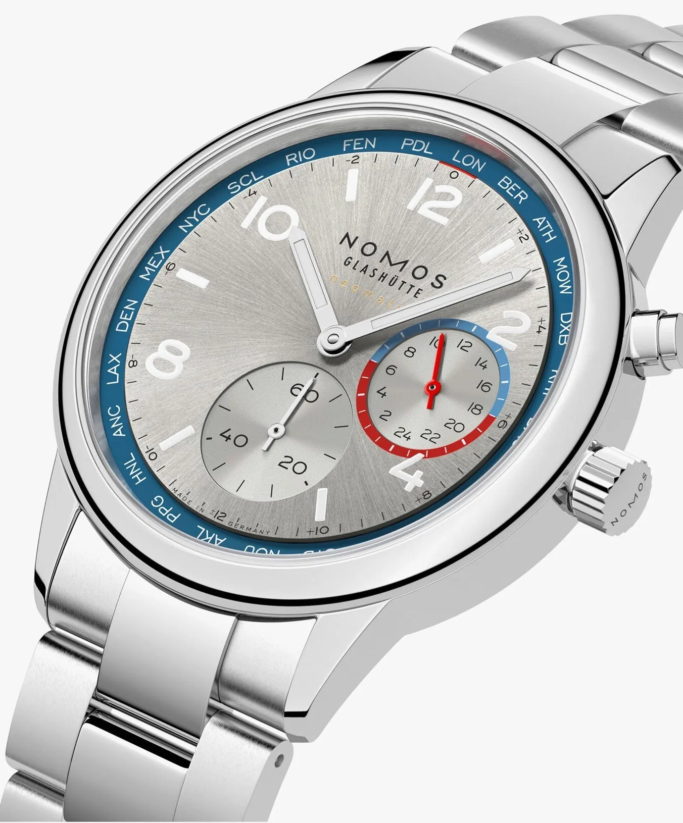 Nomos Glashutte Club Sport Neomatik Worldtimer Silver Watch Pre-Order