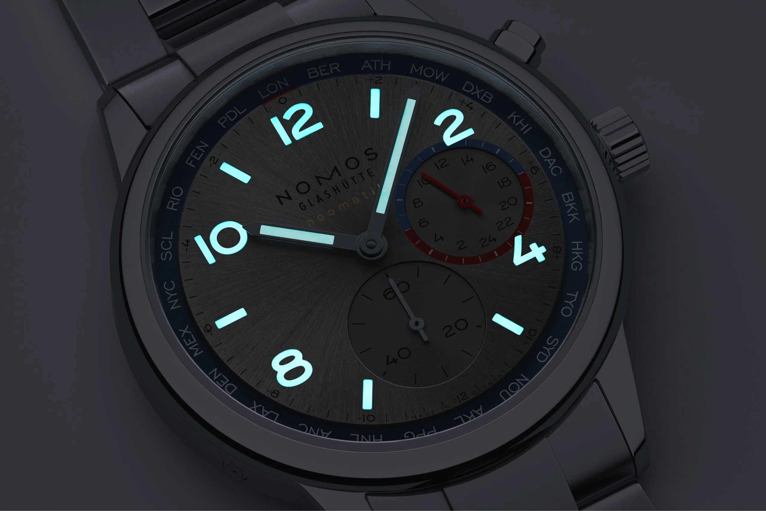 Nomos Glashutte Club Sport Neomatik Worldtimer Silver Watch Pre-Order