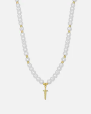 NXS Dagger Pearl Necklace Pearl/Gold