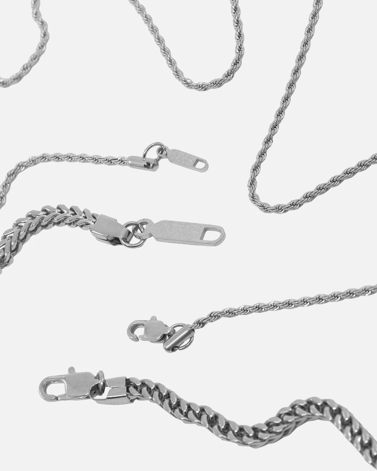 NXS Franco Rope Chain Set White Gold