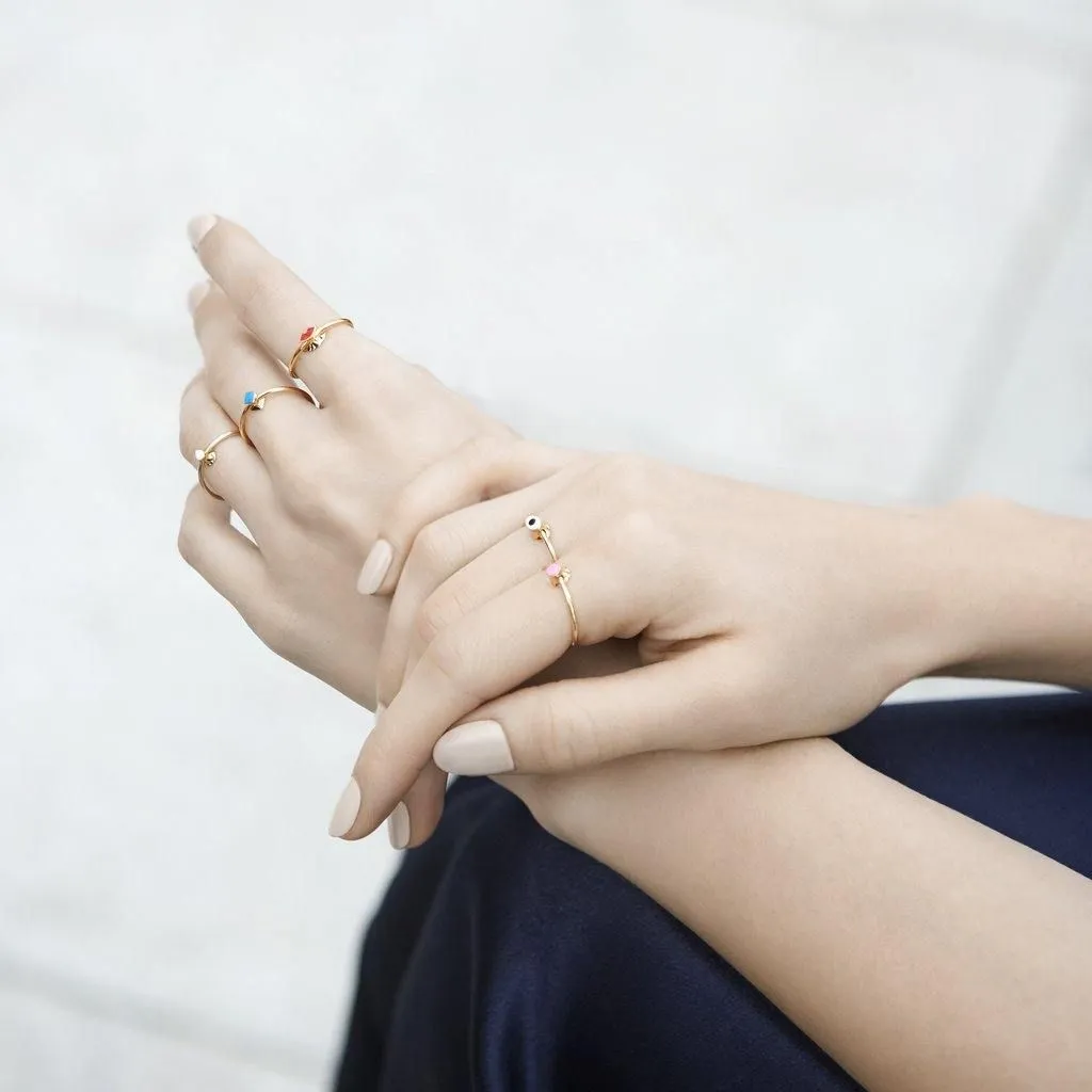 Orbit Infinity Red Dot Gold Plated Ring