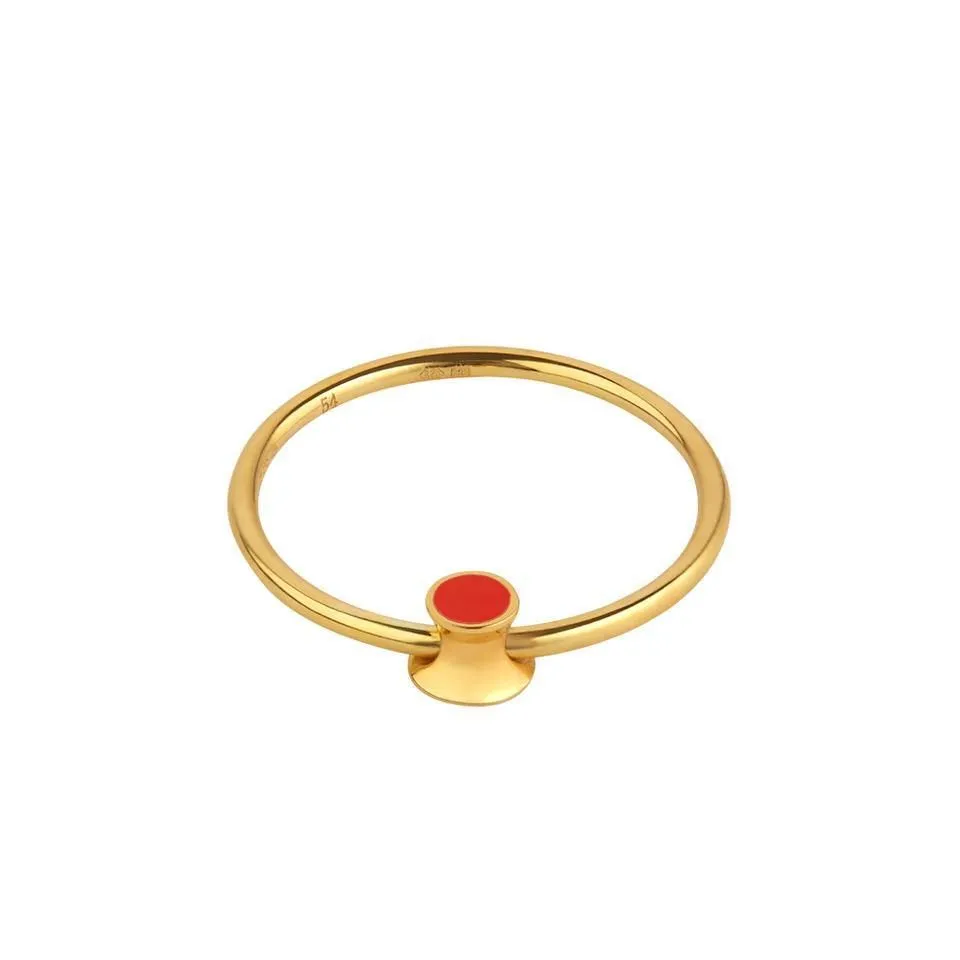 Orbit Infinity Red Dot Gold Plated Ring