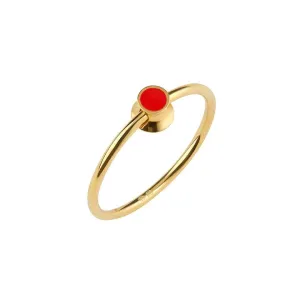 Orbit Infinity Red Dot Gold Plated Ring