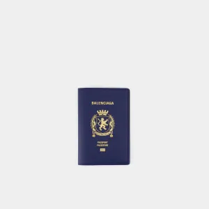 Passeport Holder - Balenciaga - Leather - Blue