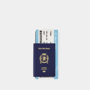 Passeport Holder - Balenciaga - Leather - Blue