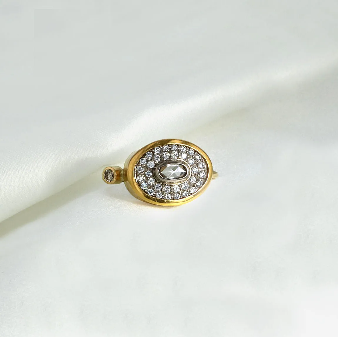 Pavé Cocktail 18K & 22K Gold Ring w. Diamonds
