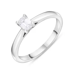 Platinum 0.32ct Diamond GIA Certified Emerald Cut Solitaire Ring