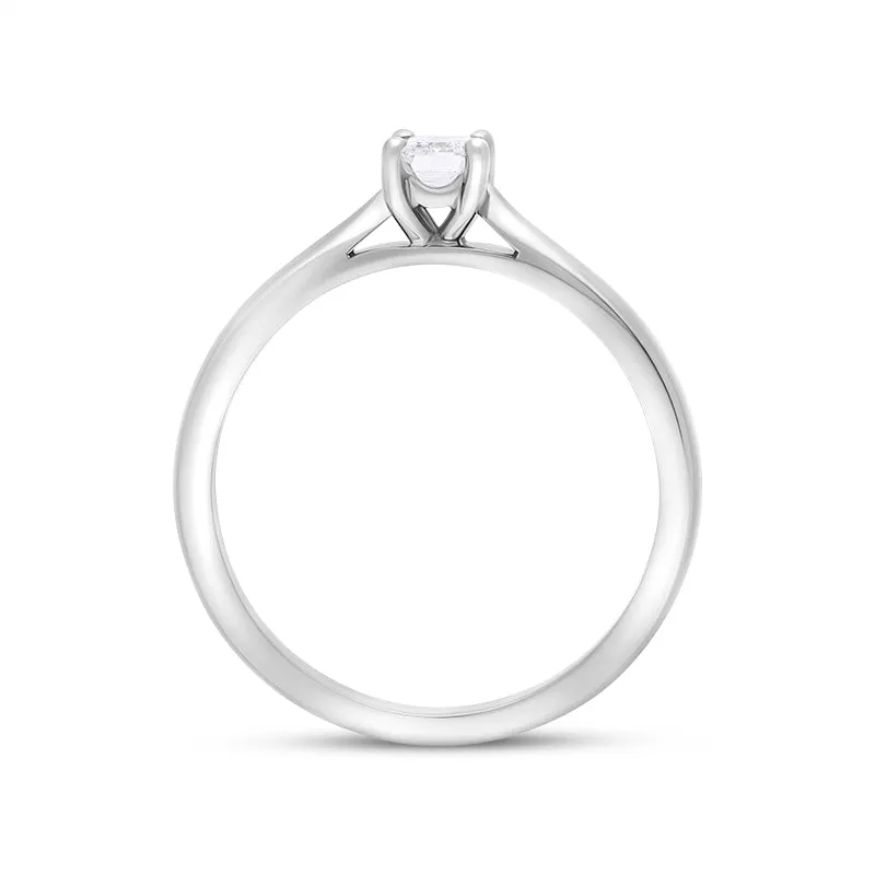 Platinum 0.32ct Diamond GIA Certified Emerald Cut Solitaire Ring