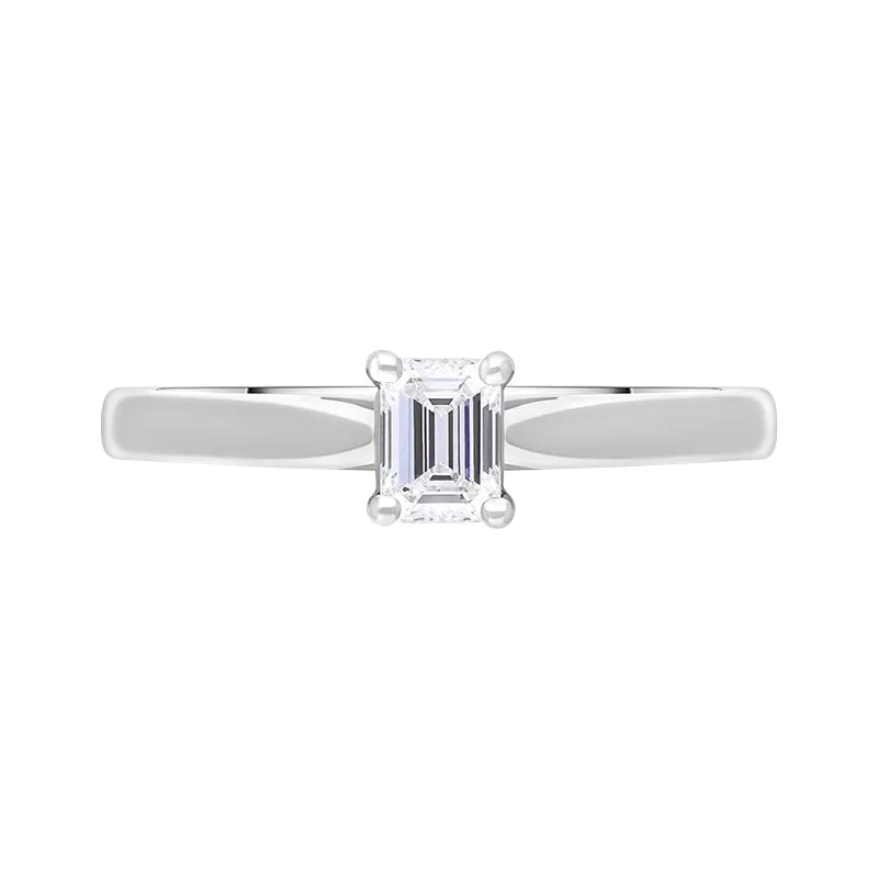 Platinum 0.32ct Diamond GIA Certified Emerald Cut Solitaire Ring