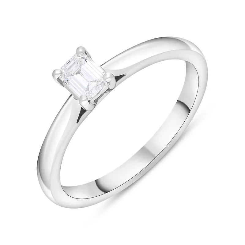 Platinum 0.32ct Diamond GIA Certified Emerald Cut Solitaire Ring