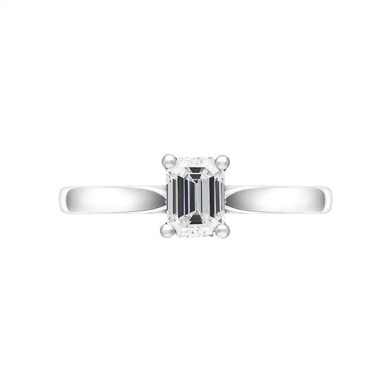 Platinum 0.36ct Diamond Emerald Cut Solitaire Ring