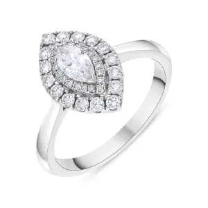 Platinum 0.72ct Diamond Marquise Pave Ring