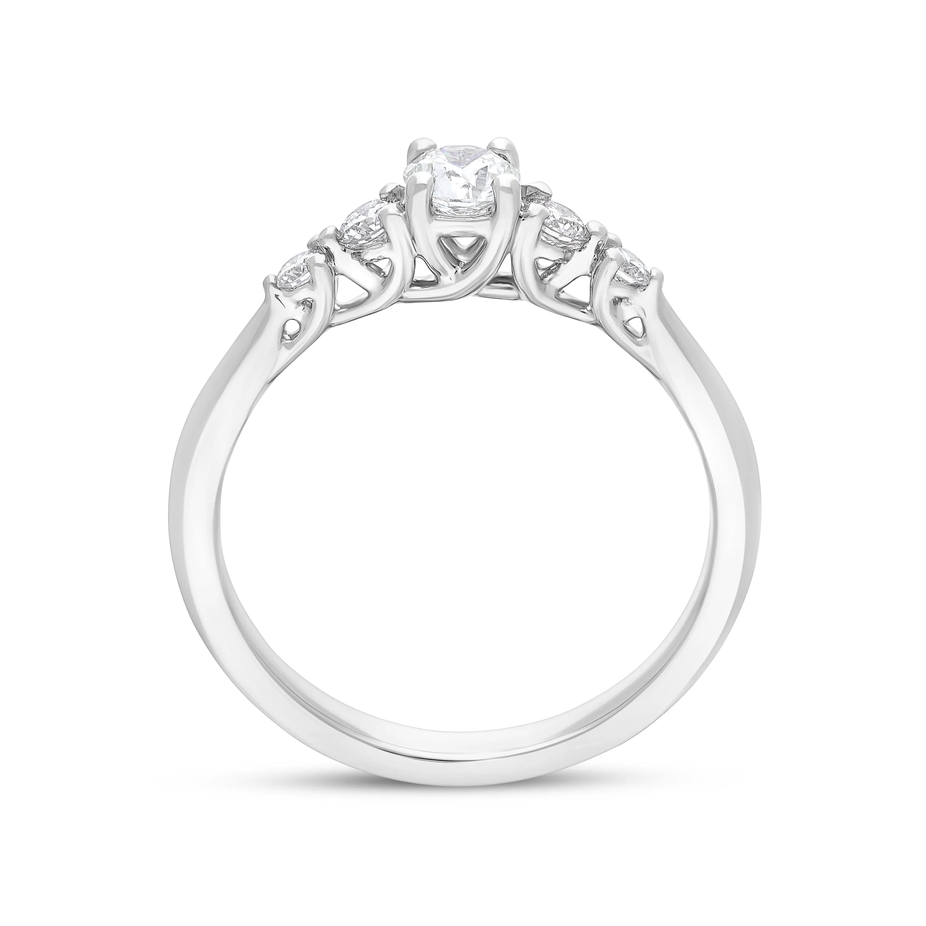 Platinum .19 Diamond .27 5 Stone Diamond Claw Grad Eternity Ring