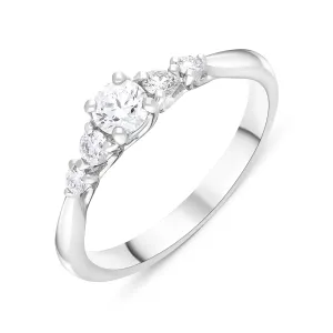 Platinum .19 Diamond .27 5 Stone Diamond Claw Grad Eternity Ring