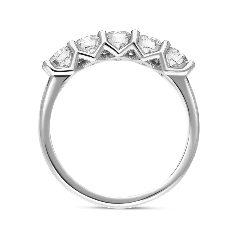 Platinum Diamond Five Stone Half Eternity Ring