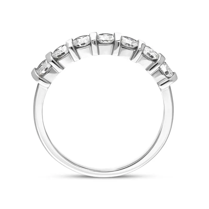 Platinum Diamond Seven Stone Bar Set Half Eternity Ring