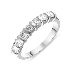 Platinum Diamond Seven Stone Bar Set Half Eternity Ring