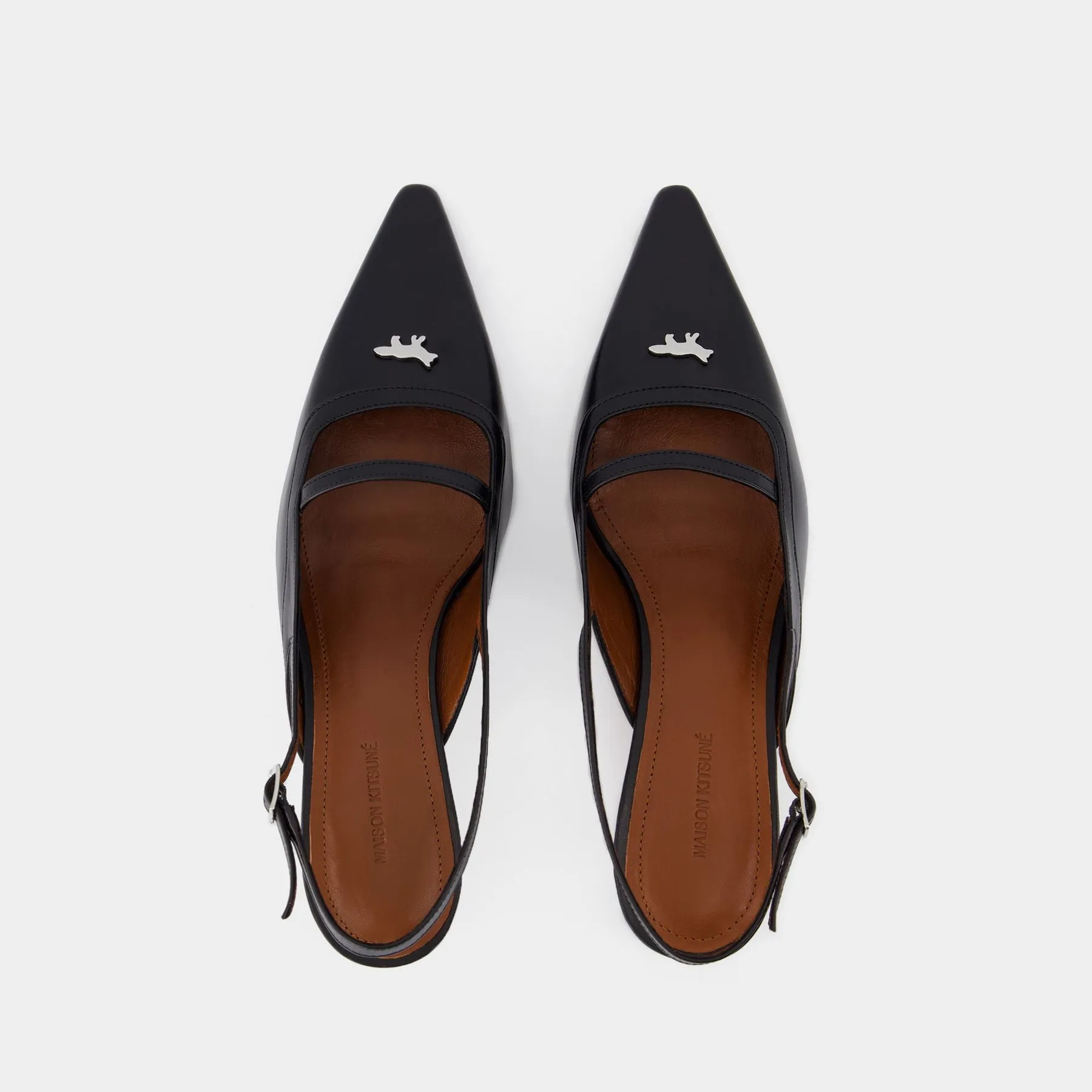 Pointy Sling Back - Maison Kitsune - Leather - Black