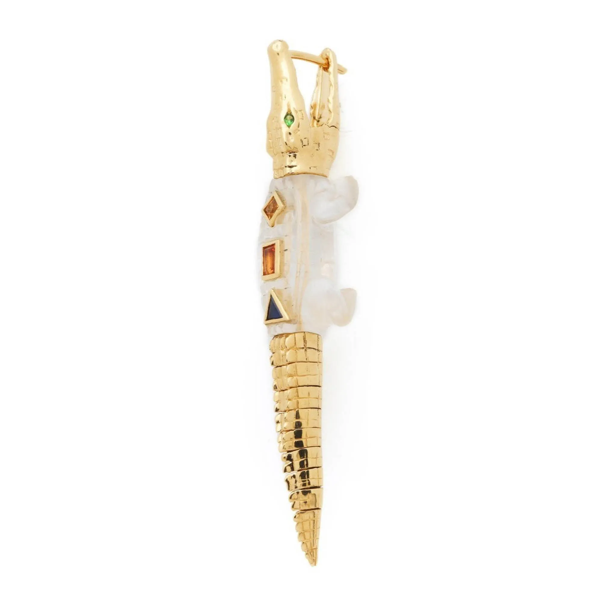 Pop Art Crystal Alligator Bite 18K Gold Earring
