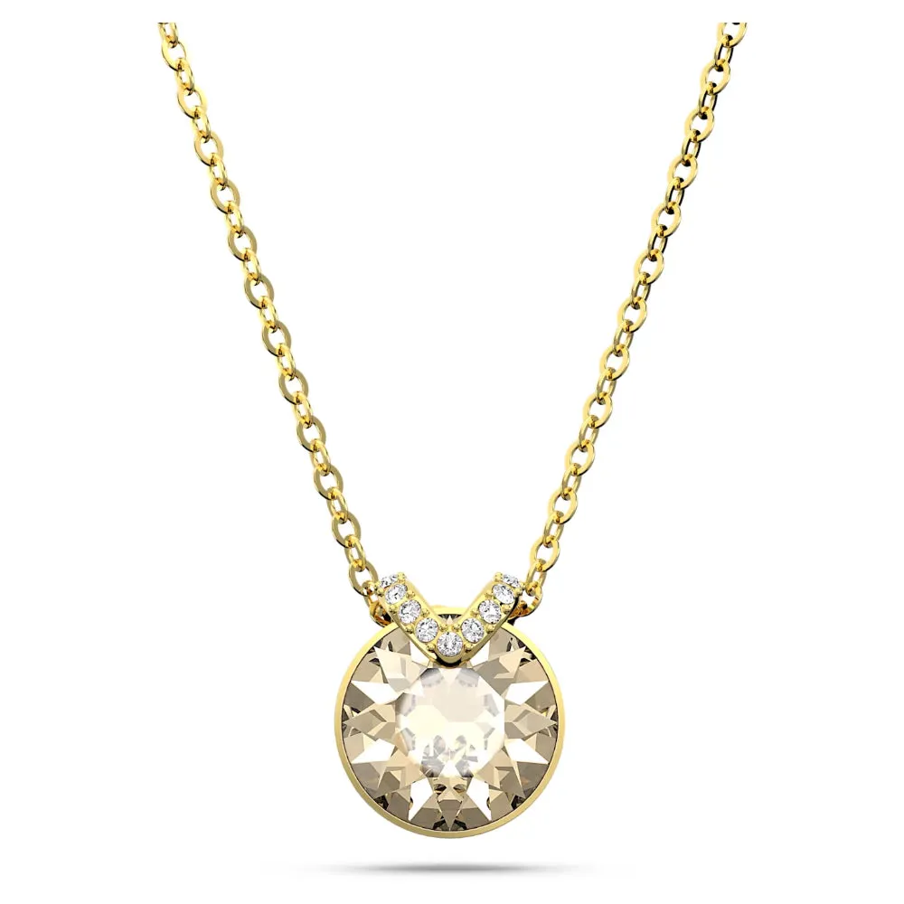 "Swarovski Bella V pendant Round cut, Gold-tone plated"