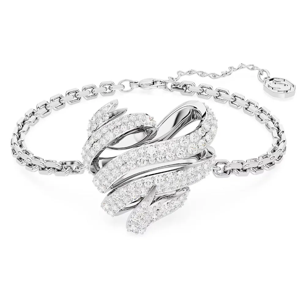 "Swarovski Volta bracelet Heart, White, Rhodium plated"