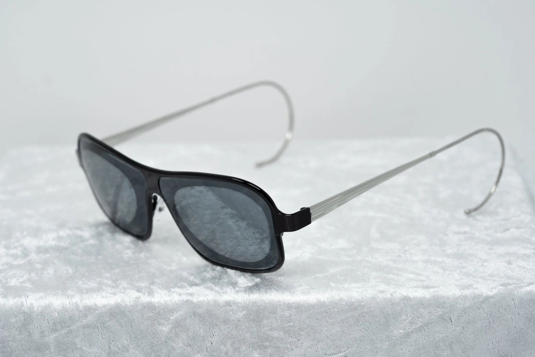 Raf Simons Sunglasses Size Extra Small Rectangular Black Silver and Grey
