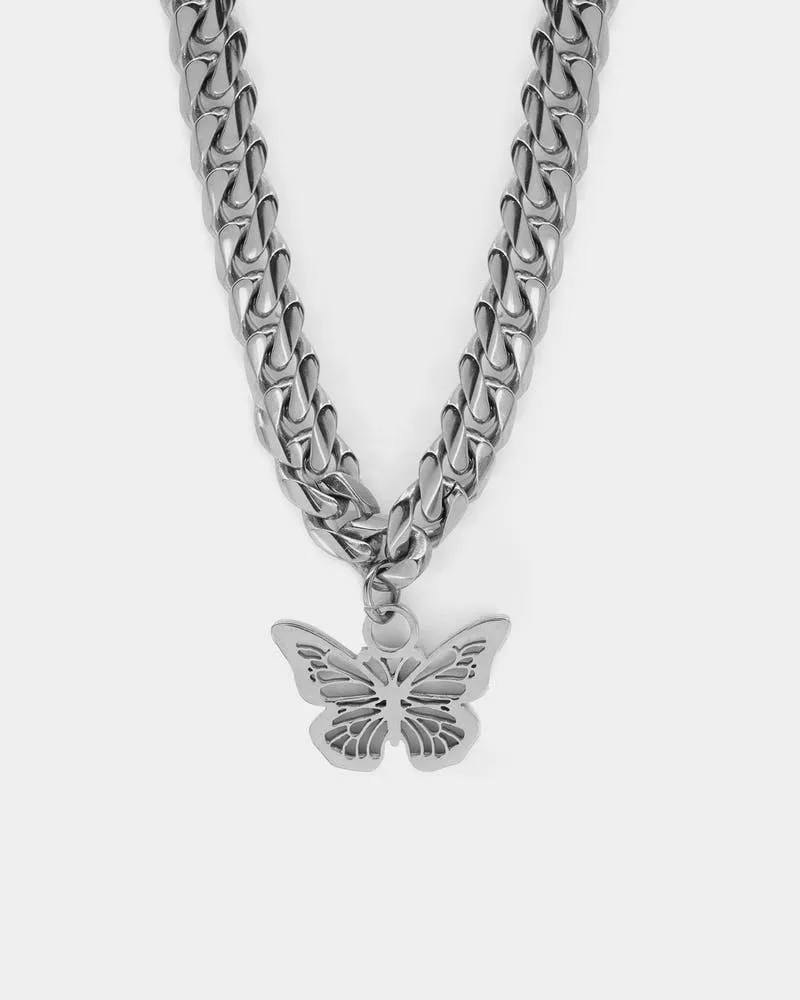 Raising Hell Women's 14" Cuban Butterfly Choker White Gold