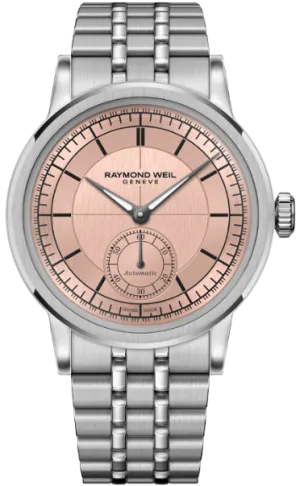 Raymond Weil Millesime Automatic Small Seconds Salmon Dial Bracelet Watch