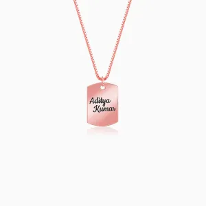 Rose Gold Personalised Military Dog Tag Pendant with Box Chain For Him Giva