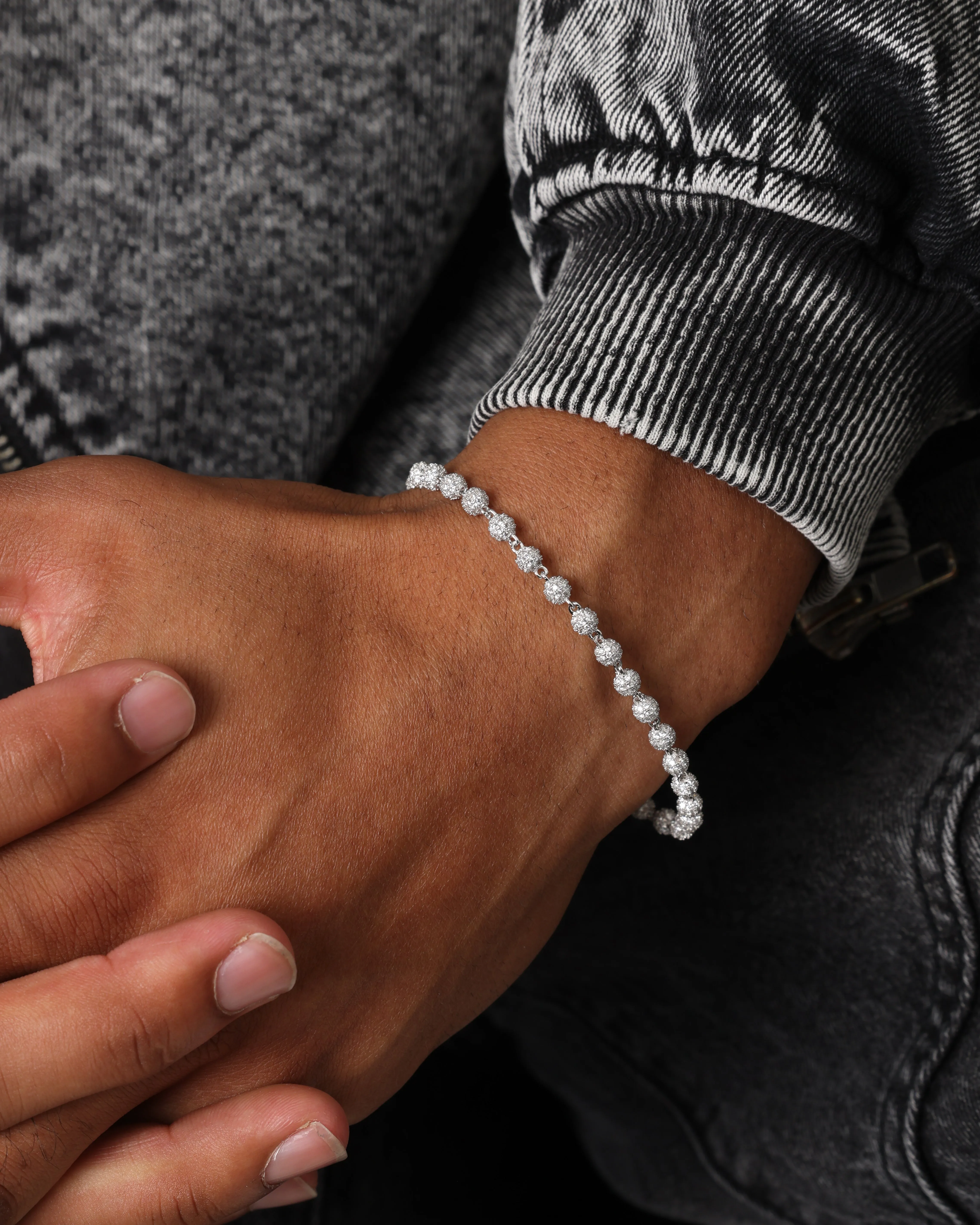Saint Morta 4mm Iced Ball Bracelet White Gold