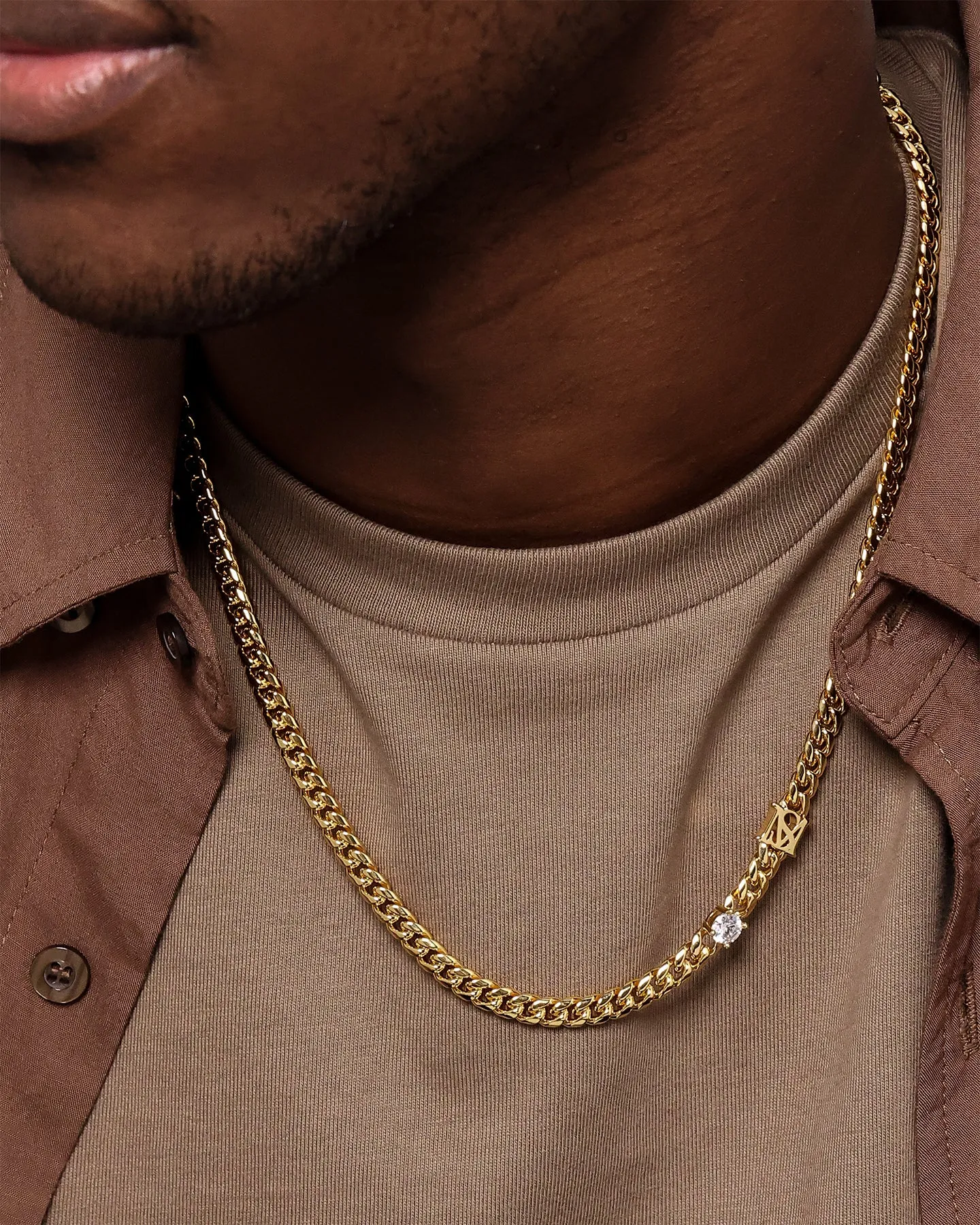 Saint Morta 6mm Monogram Necklace Gold