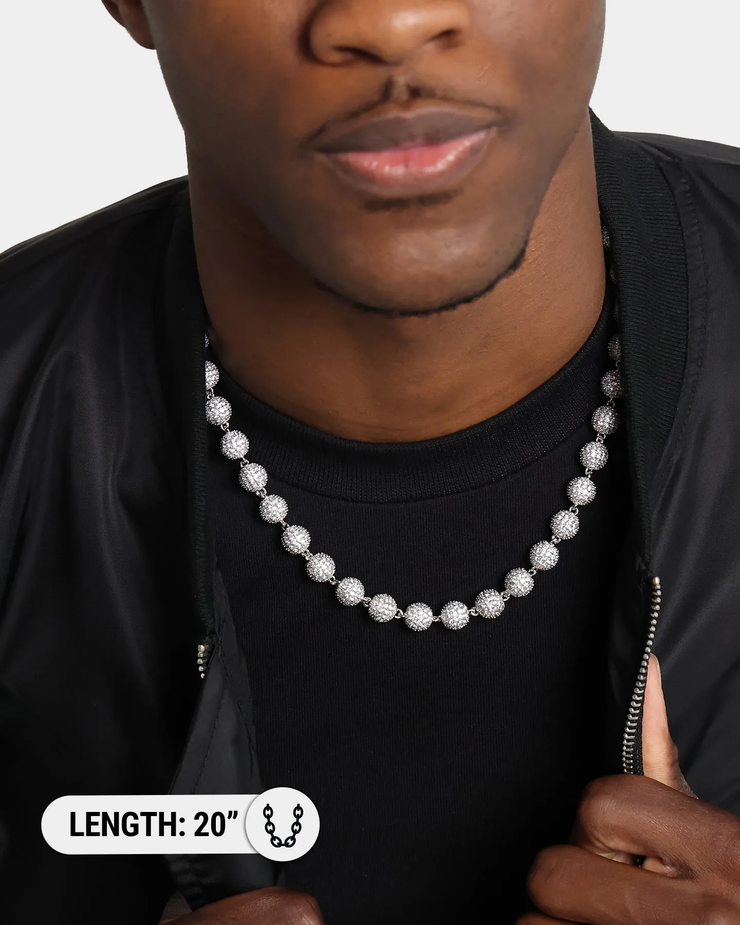Saint Morta Iced Baller Chain 20" Iced White Gold