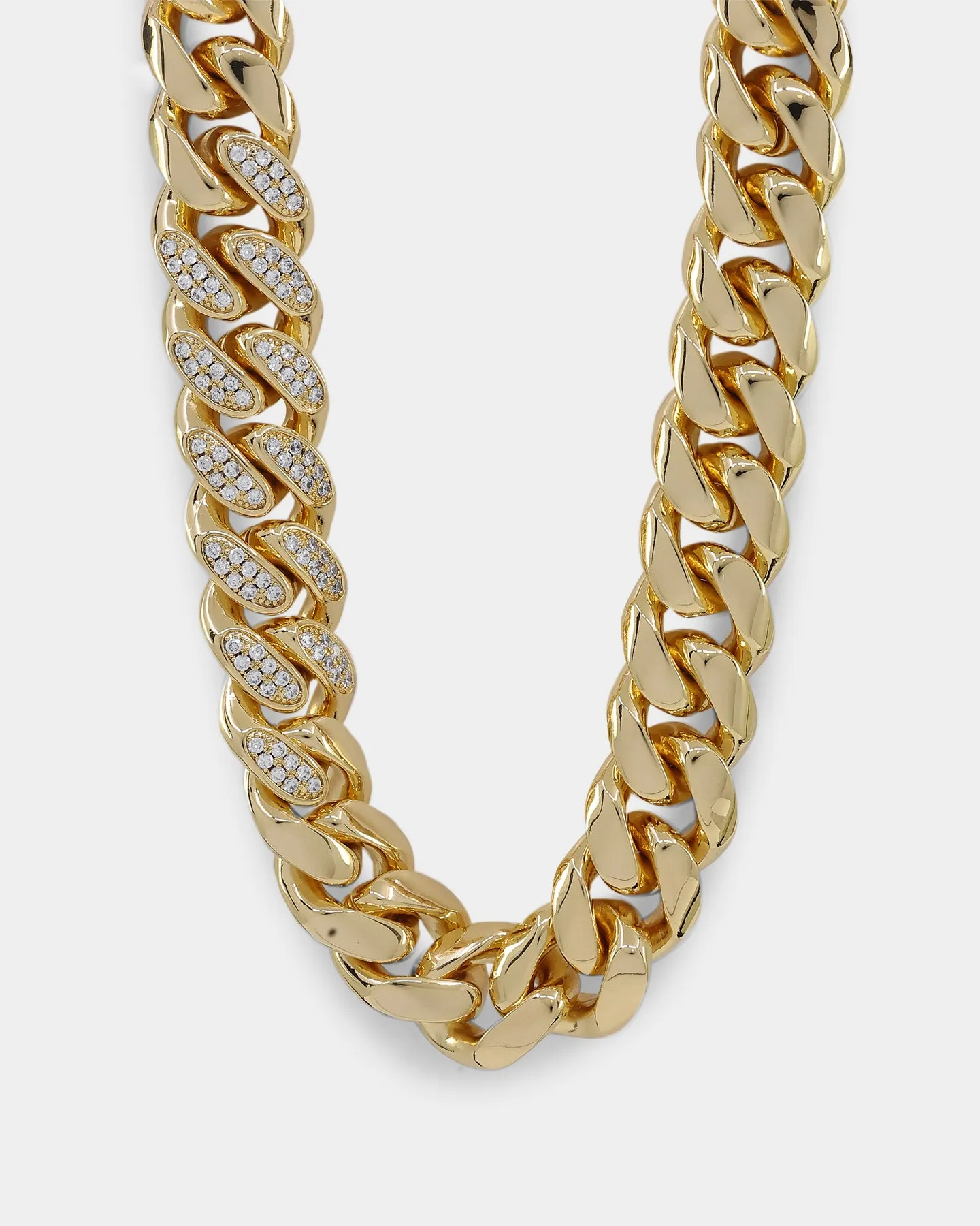 Saint Morta Iced Patch Cuban Necklace Iced Gold