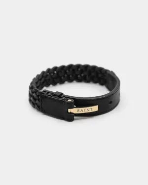 Saint Morta Men's Plaited Bracelet Black/Gold