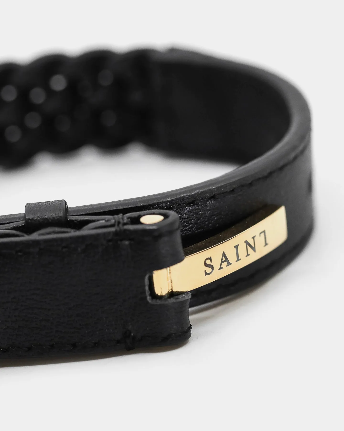 Saint Morta Men's Plaited Bracelet Black/Gold
