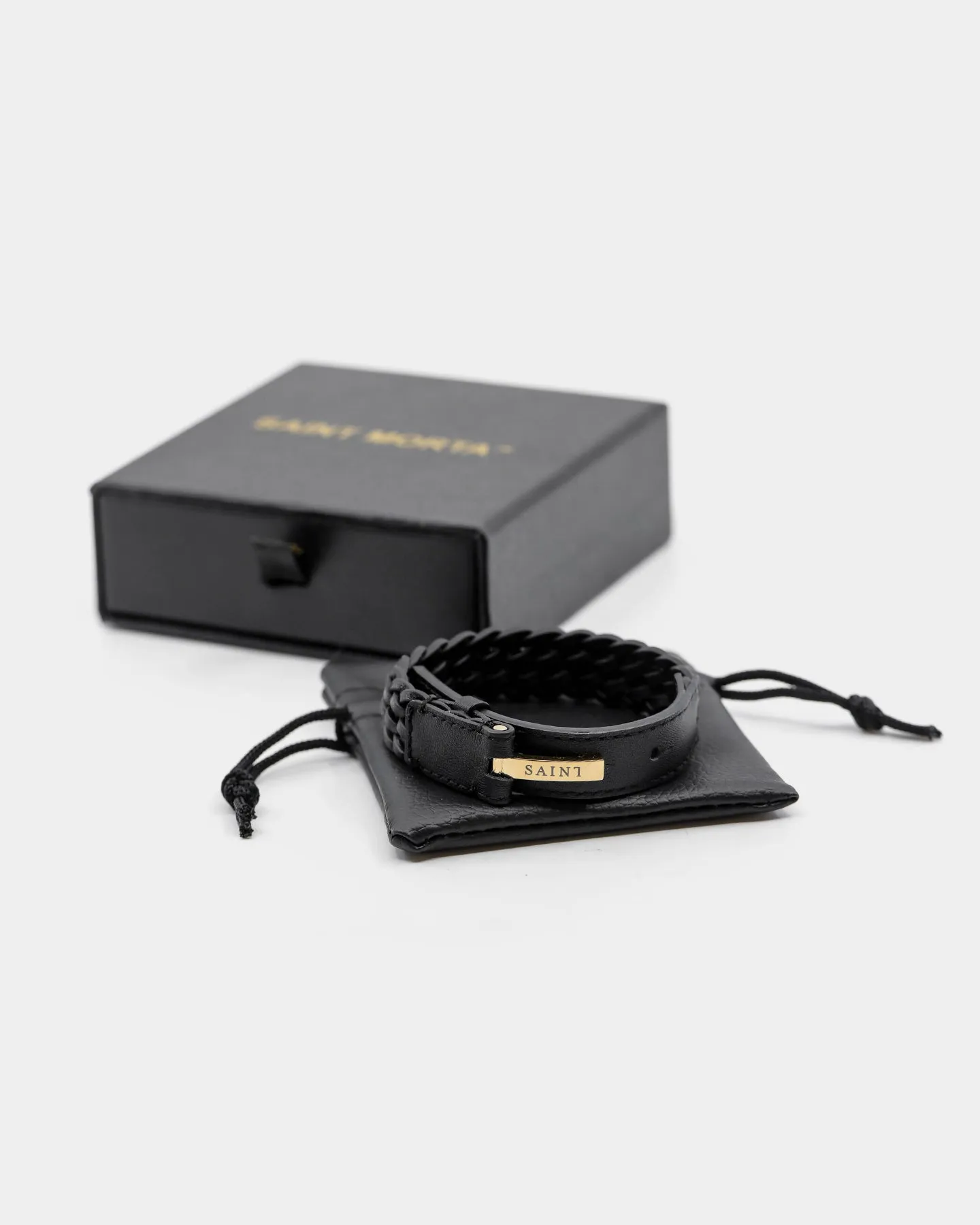 Saint Morta Men's Plaited Bracelet Black/Gold