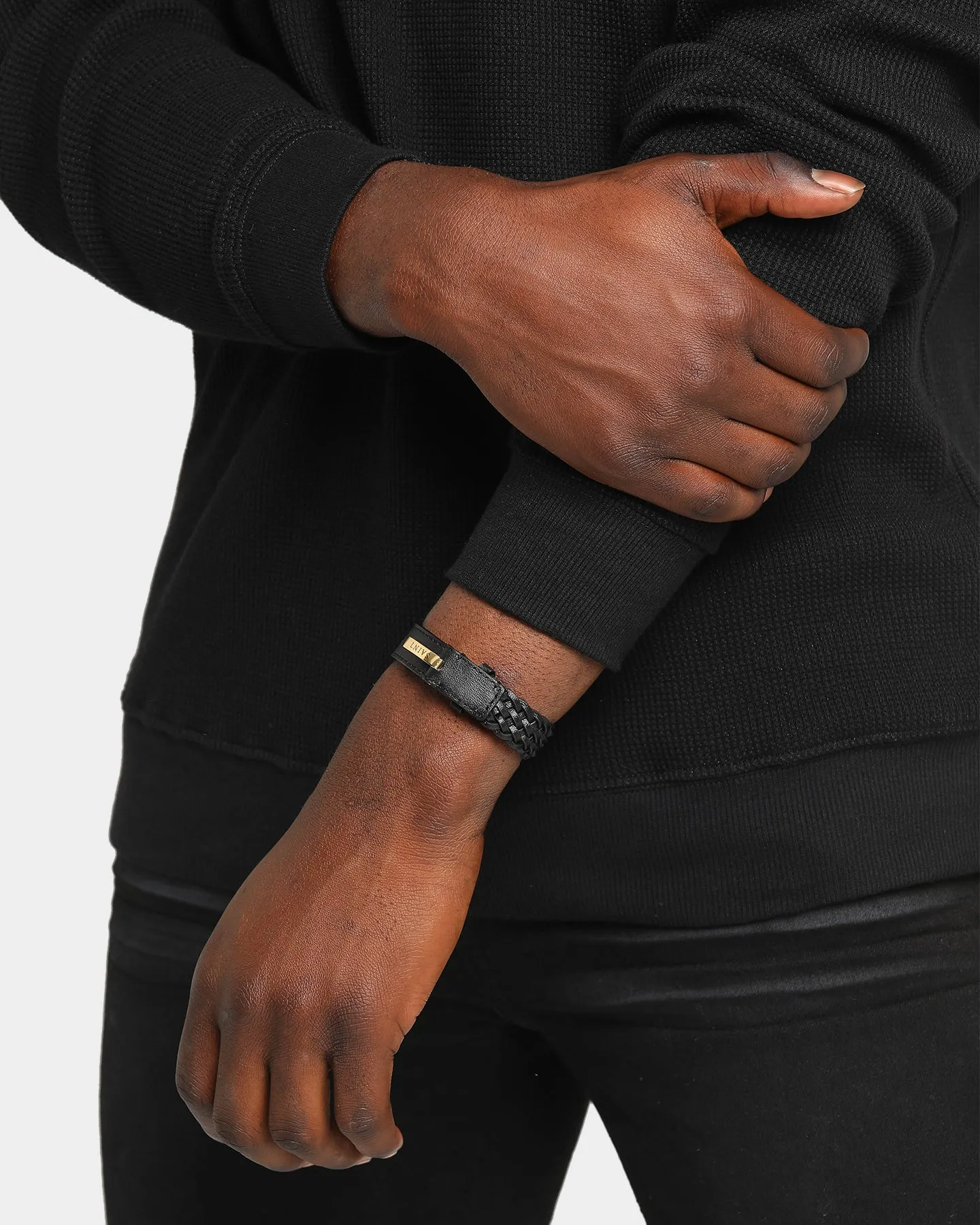 Saint Morta Men's Plaited Bracelet Black/Gold