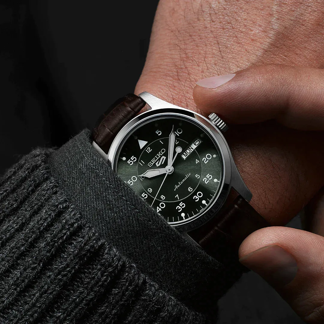 Seiko 5 Sports Kelly Green Flieger Suit Style Watch