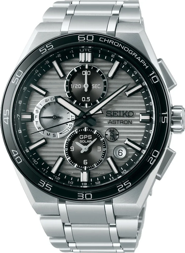 Seiko Astron GPS Solar Dual Time Chronograph in Silvery Grey Watch