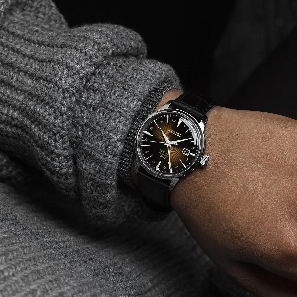 Seiko Presage Cocktail Time Rusty Nail GMT Watch
