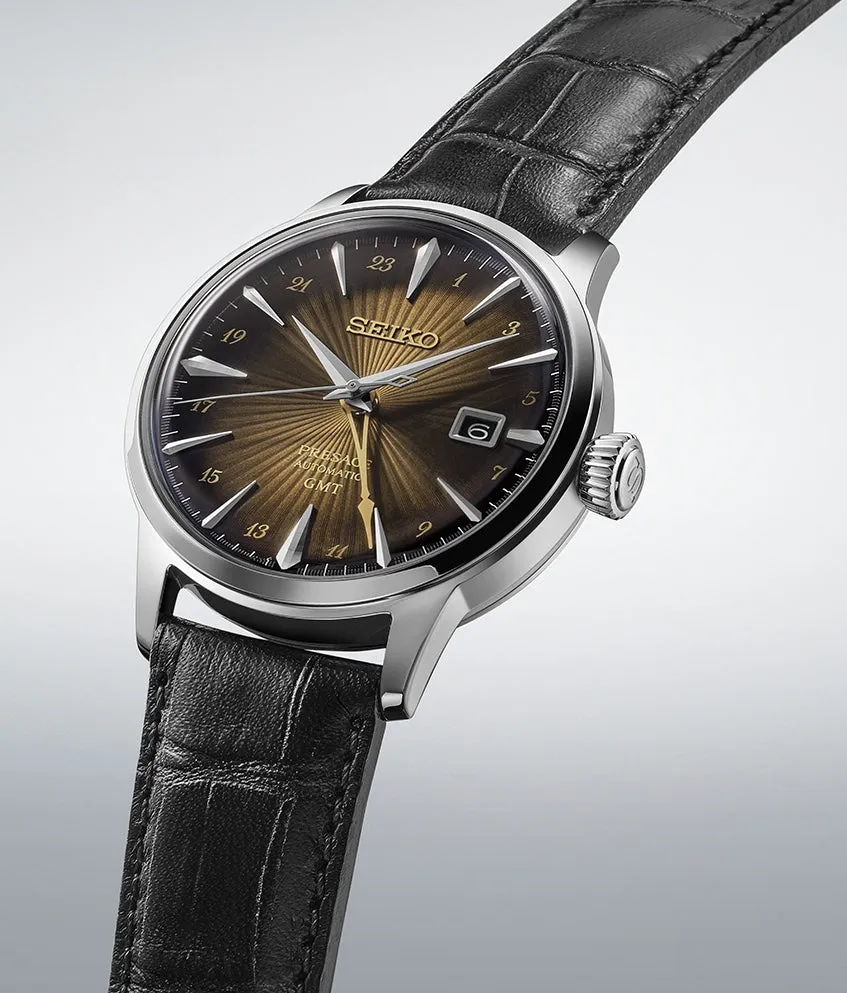 Seiko Presage Cocktail Time Rusty Nail GMT Watch