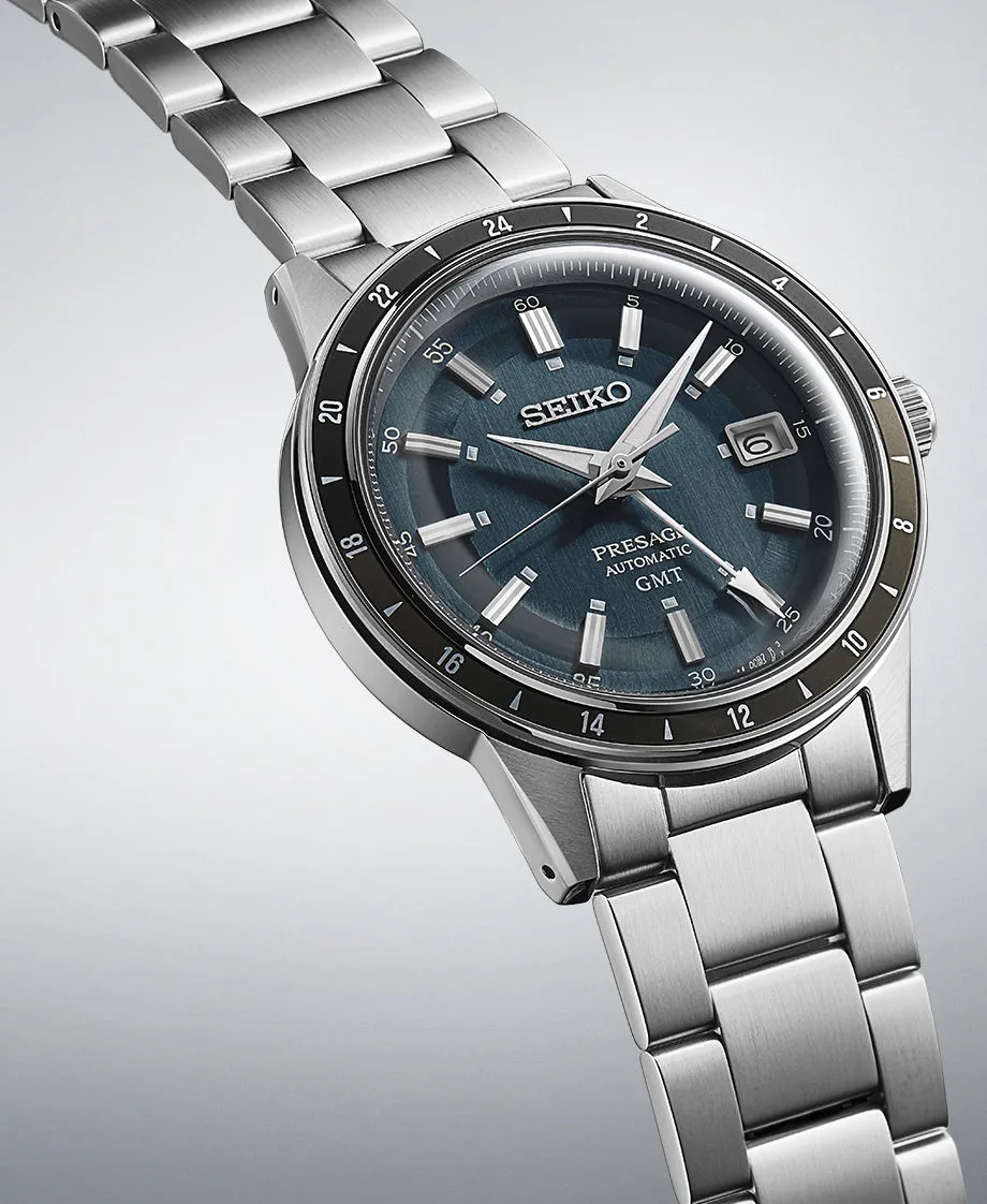 Seiko Presage Style 60s Road Trip GMT Petrol Blue Watch