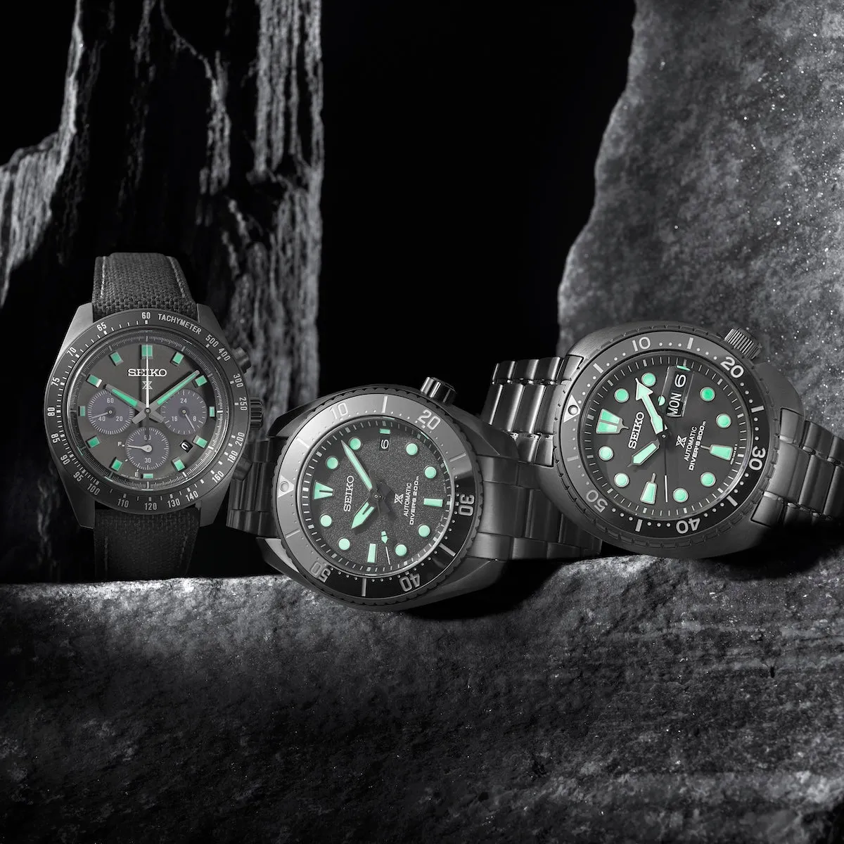 Seiko Prospex Black Series Night Vision Solar Speedtimer Chronograph Watch