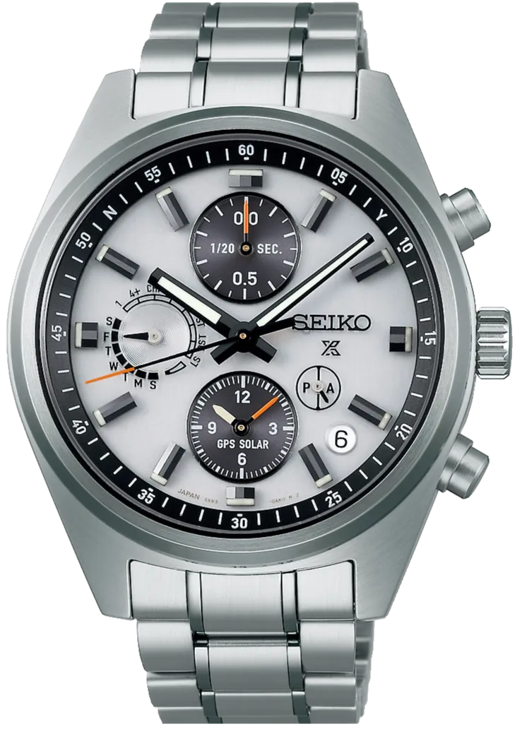 Seiko Prospex GPS Solar Chronograph Speedtimer in White Silver Watch
