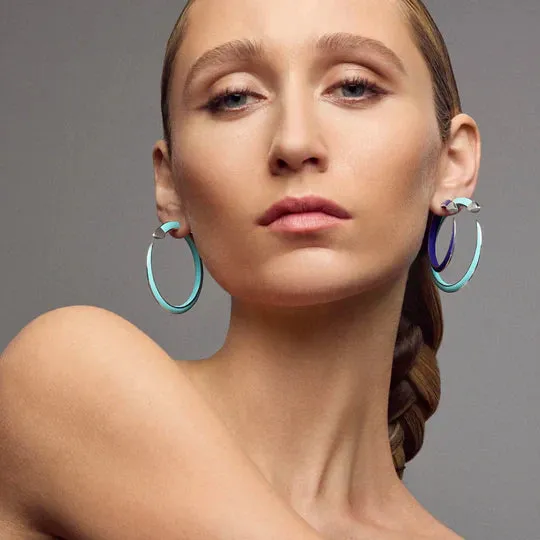 Shaun Leane Sabre Solis Sterling Silver Atlantic Ceramic Hoop Earrings