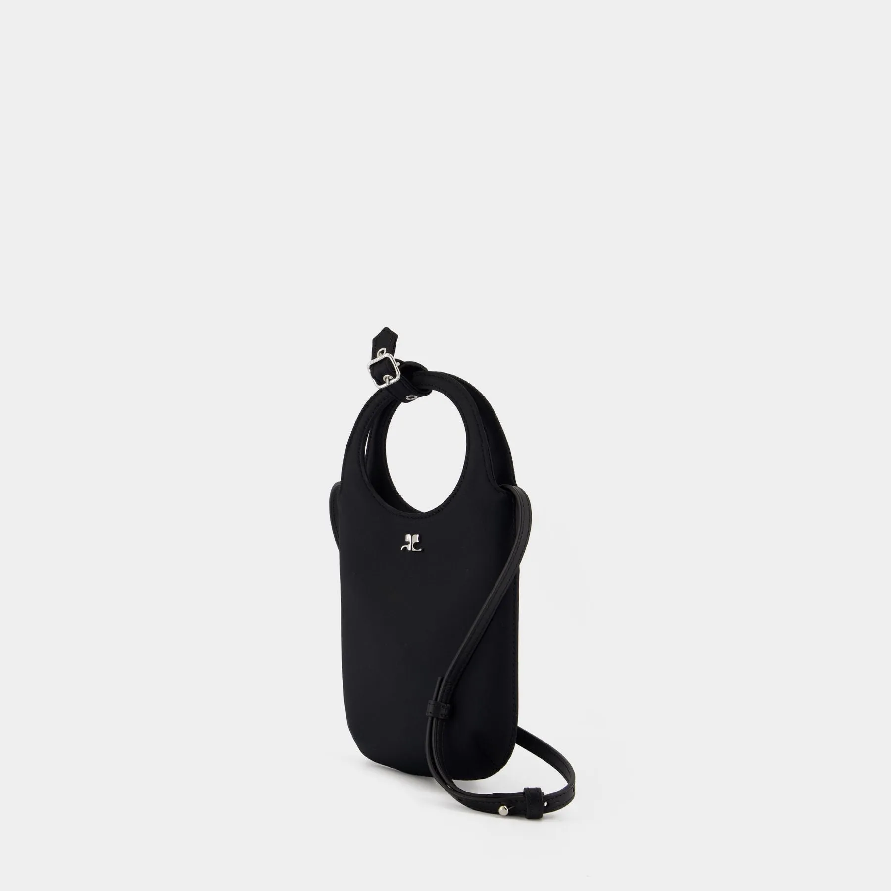 Slim Holy Handbag - Courreges - Satin - Black