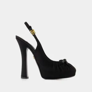 Slingback Pumps - Dolce&Gabbana - Silk - Black