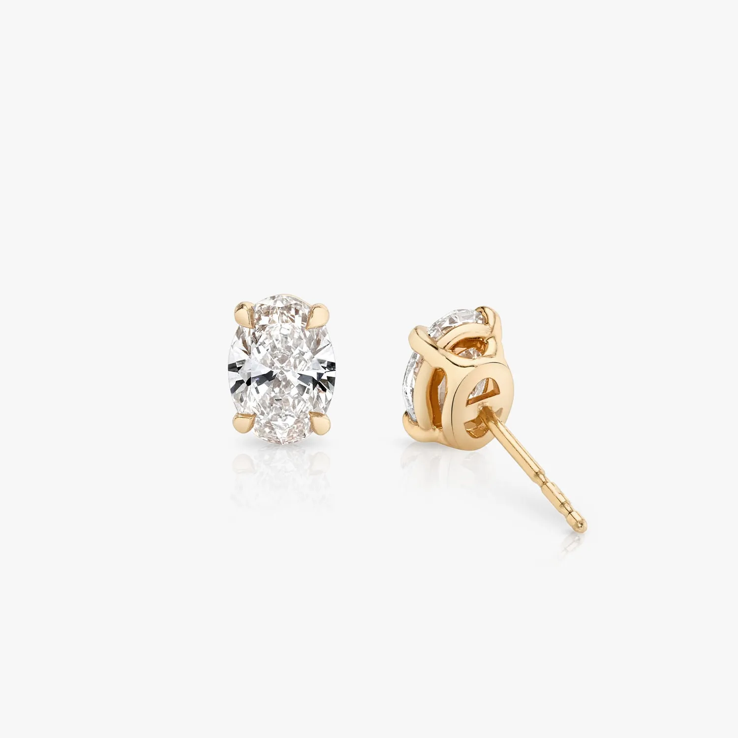 Solitaire Oval 14K Rosegold Studs w. Lab-Grown Diamonds