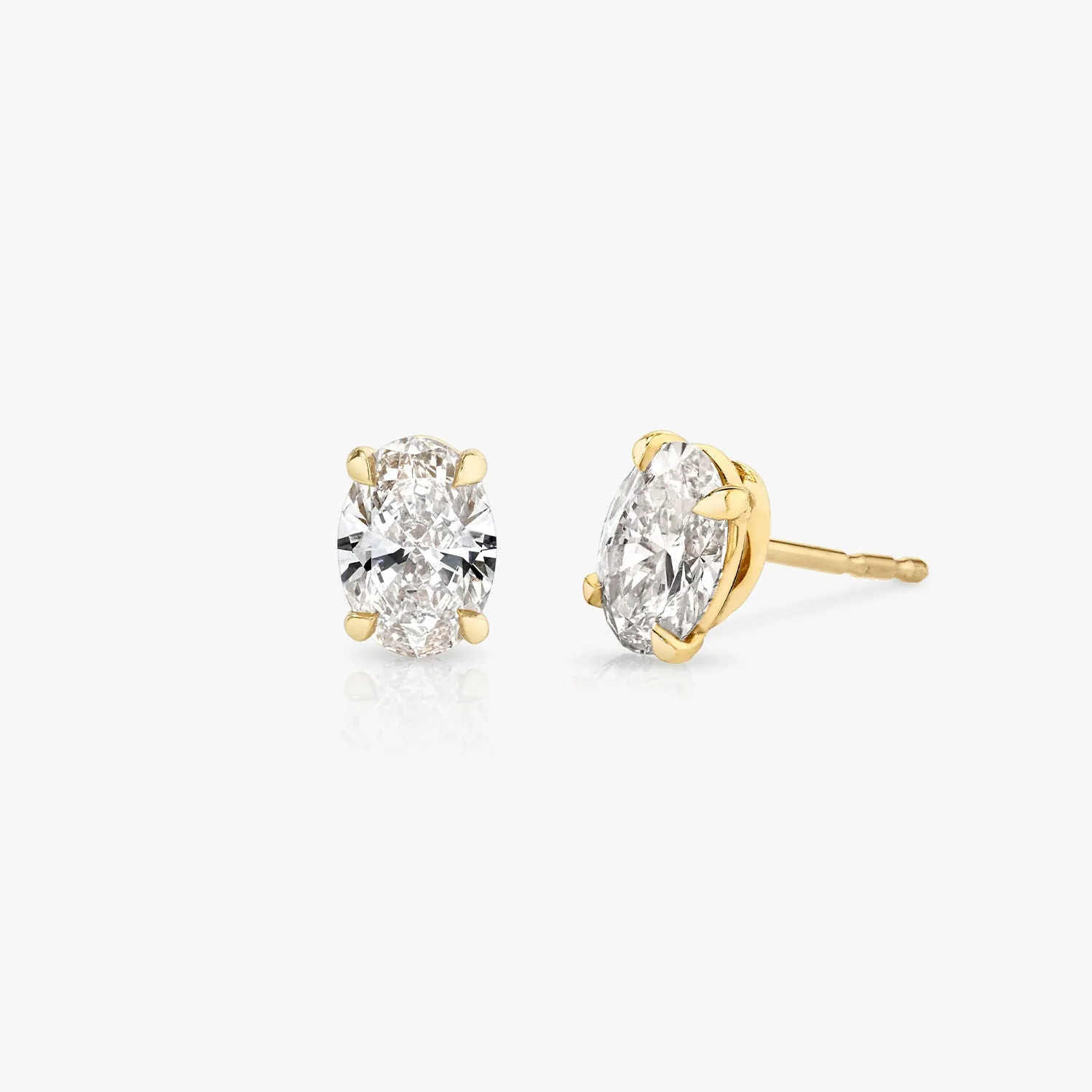 Solitaire Oval 14K Rosegold Studs w. Lab-Grown Diamonds