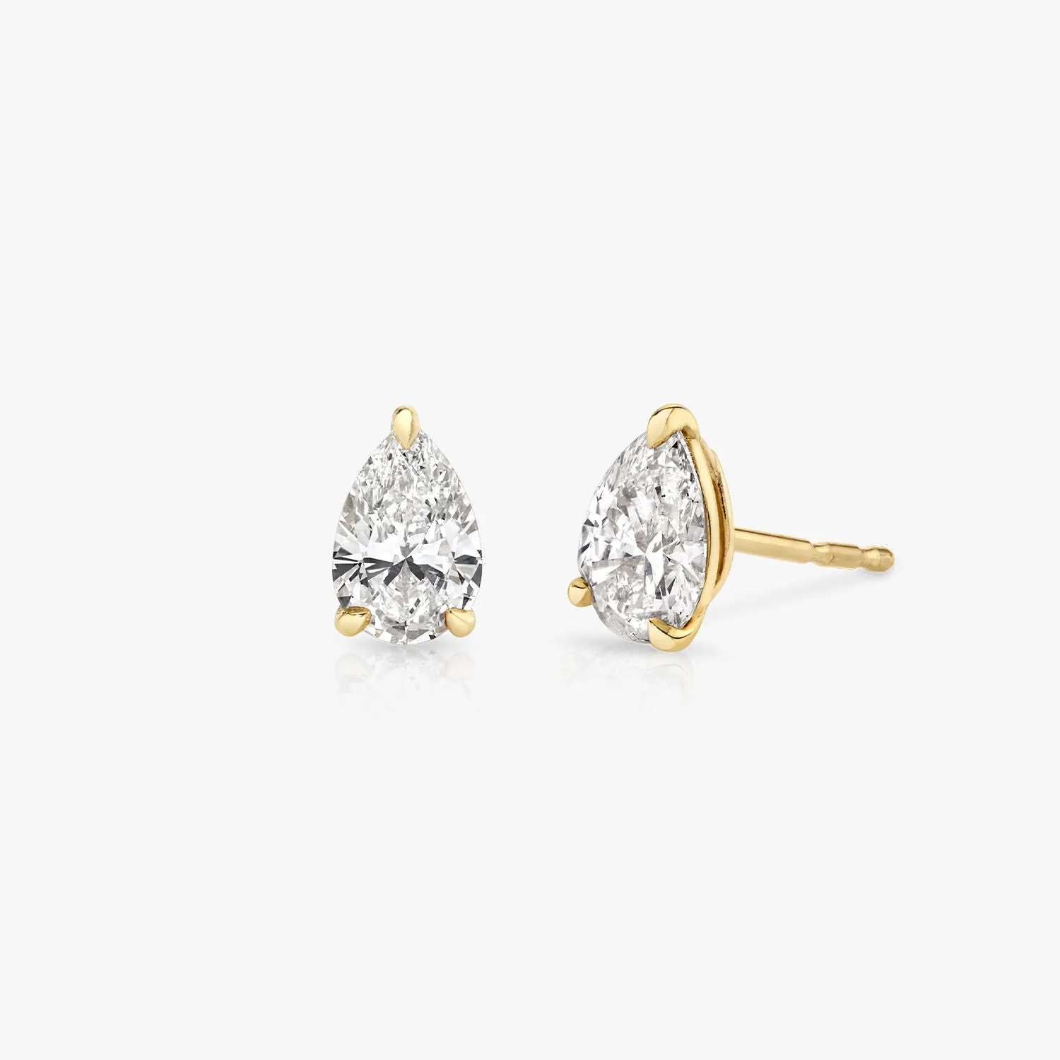 Solitaire Pear 14K Gold Studs w. Lab-Grown Diamonds